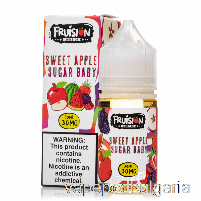 Vape 10000 Дръпки сладка ябълка захар Baby - Fruision Salts - 30ml 30mg